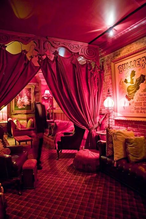 It’s believed that the ghost of Mr. Jourdan still roams the building, refusing to give up his dream home he spent so long perfecting. Seance Room, Red Rooms, Decoration Inspiration, A Living Room, Cabaret, Room Aesthetic, My New Room, House Inspo, Dream Room