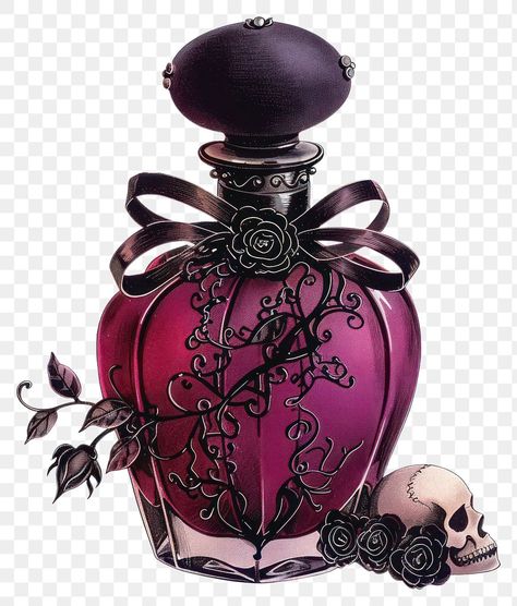 Aesthetic Skull, Wedding Perfume, Png Aesthetic, Gothic Skull, Vintage Perfume Bottles, Vintage Gothic, Gothic Wedding, Skull Art, Perfume Bottle