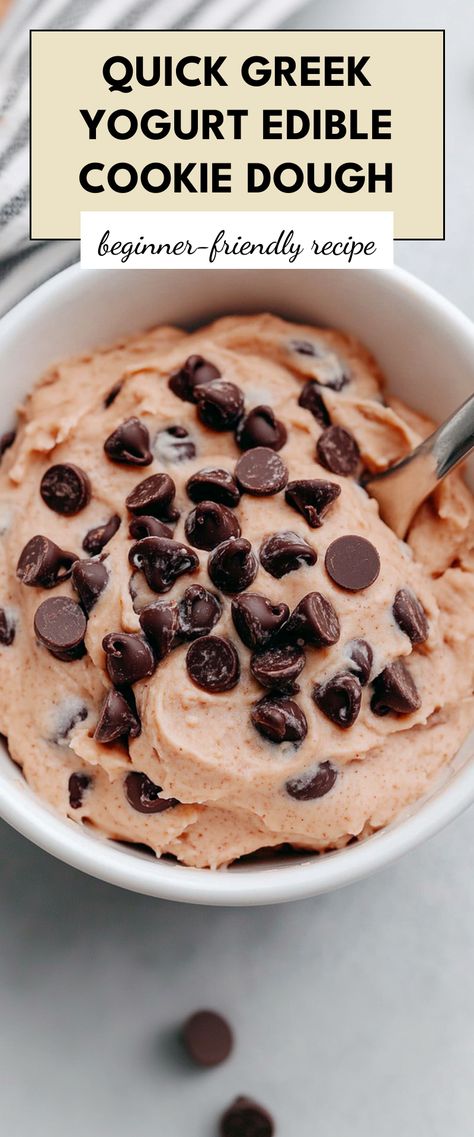 Image for Greek Yogurt Edible Cookie Dough Healthy Cookie Dough Recipe, Greek Yogurt Cookie Dough, Cookie Dough Dip Healthy, Cookie Dough Yogurt, Cookie Dough For One, Greek Yogurt Dessert, Cookie Dough Dip Recipe, Best Greek Yogurt, Homemade Cookie Dough