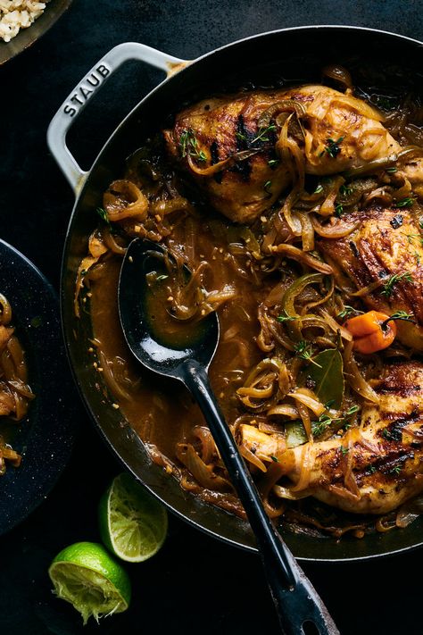 Chicken Yassa Recipe, Chicken Yassa, Chicken With Onions, Chile Recipe, Chicken Over Rice, Chile Recipes, Fonio, Nyt Cooking, Limes