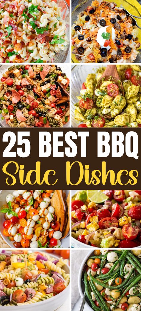 BBQ Side Salads – Looking for refreshing and delicious summer salads for a backyard party? Here are 25 insanely delicious BBQ side salads recipes that your guests will obsess over. Summer salads for bbq cookouts, summer salad recipes for a crowd, camping side dishes make ahead cold, easy barbecue side dishes cold, cold dishes for potluck easy recipes, bbq side salad recipes, bbq side dishes, cold side dishes, easy bbq side dishes for a crowd. Summer Starch Side Dish, Salads To Bring To A Bbq, Camping Sides Dishes Make Ahead, Cook Outside Side Dishes Easy, Summer Side Recipes, Bbq Healthy Side Dishes, Easy Sides To Bring To A Cookout, Bbq Sausage Side Dishes, Easy Salad Side Dishes