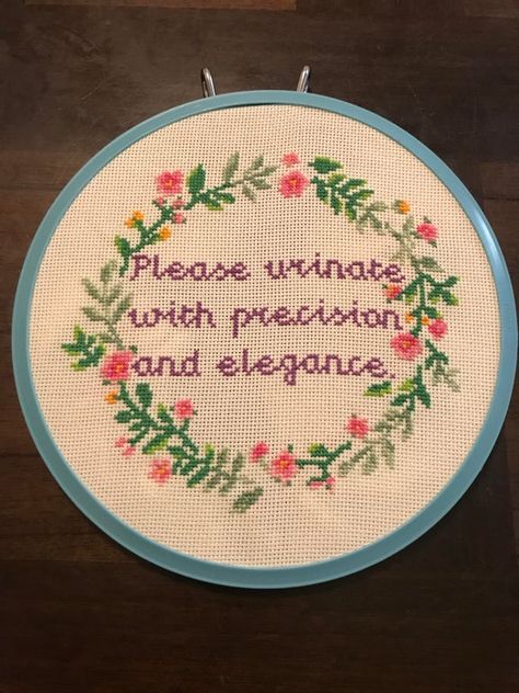 Take Your Meds Cross Stitch, Funny Needlepoint, Cross Stitch Quotes, Funny Cross Stitch Patterns, Subversive Cross Stitch, Cross Stitch Funny, Flower Border, Crafty Craft, Embroidery Inspiration