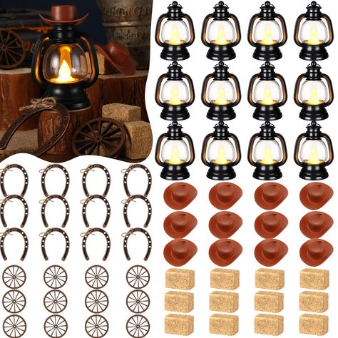 PRICES MAY VARY. Complete Western Themed Party Decorations Set: this collection consists of 120 combined sets of western cowboy theme party decorations; The package offers 24 mini lanterns, 24 mini cowboy hats, 24 mini horseshoes, 24 wagon wheels and 24 hay bales; This inclusive package will meet all your decorative needs, allowing for extra items to be stored for future use Delicate Western Cowboy Theme: our western theme centerpieces are suitable for those with a love for the west and cowboy c Western Quinceanera Ideas Centerpieces Table Decorations, Western Themed Decorations, Fall Western Wedding Table Decor, Cowboy 60th Birthday Party, Western Themed Decor, 40th Western Birthday Party, Rodeo Table Decorations, Western Theme Party Centerpieces, Rodeo Theme Party Decor