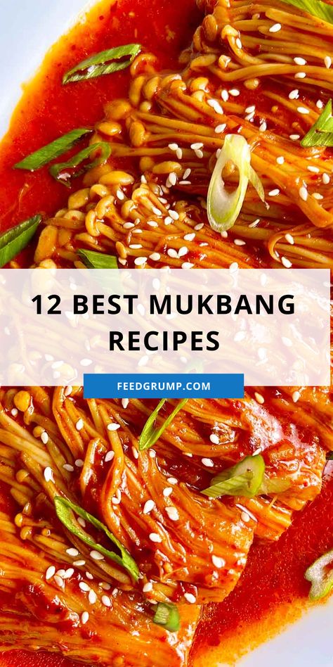 close up of spicy enoki mushrooms Milmyeon Recipe, Mukbang Recipes, Mungbean Noodle Recipes, Korean Seafood, Korean Seafood Recipes, Korean Spicy Noodles, Mukbang Seafood Sauce, Korean Dinner Recipes, Mukbang Food