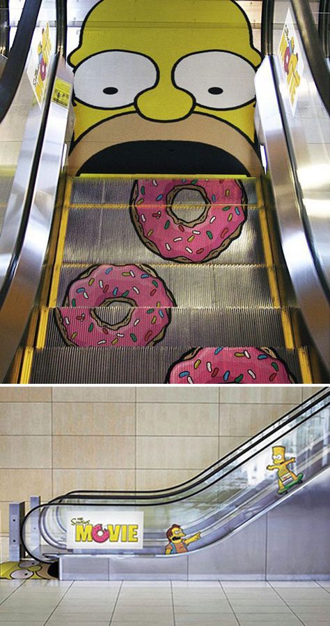 Escalator Design, Guerrilla Marketing, The Simpsons Movie, Event Advertising, Instagram Advertising, Publicidad Creativa, Street Marketing, Guerilla Marketing, Best Ads