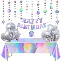 Iridescent Birthday Party, Iridescent Birthday, Adult Birthday Decorations, 1 Happy Birthday, 16th Birthday Decorations, Circle Garland, 40th Birthday Decorations, Party Table Cloth, Balloons Party