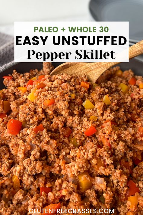 Turkey Unstuffed Peppers, Ground Turkey Recipes Gluten Dairy Free, Gluten Free Recipes With Ground Turkey, Ground Turkey Pepper Skillet, Ground Turkey Aip Recipes, Ground Turkey With Peppers, Ground Turkey Peppers Recipes, Peppers And Ground Turkey, Unstuffed Pepper Skillet Healthy