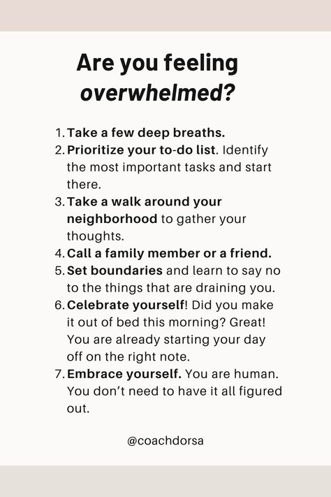 Here are some tips on when you're feeling overwhelmed and what personally helps me when I feel this way. Remember, you are human. You will get through this! Keep pushing forward and those overwhelmed feelings will pass. #motivation #health #stressmanagementtips #healthtips #motivationtips November Reset, Accomplishment Quotes, Feeling Unmotivated, Gratitude Practice, Therapy Quotes, Emotional Awareness, Learning To Say No, Keep Pushing, Practice Gratitude