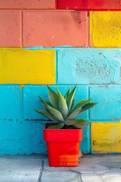 Creative Cinder Block Painting Ideas Unveiled Mural On Cinder Block Wall, Cinder Block Painting, Paint Cinder Block Wall, Cinder Block Painting Ideas, Block Painting Ideas, Cinder Block Paint, Outdoor Wall Paint, Garage Paint, Small Urban Garden