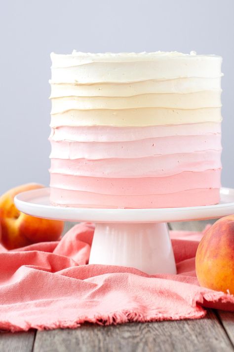 Pink Desserts Recipes, Frosting Cake, Pink Desserts, Cake Mini, 30 Birthday Cake, Peach Cake, Ombre Cake, Layered Cake, Almond Cakes