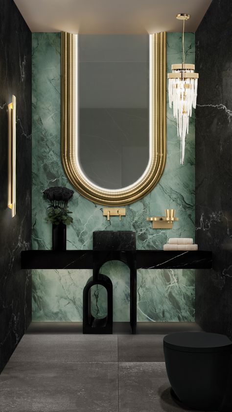 CRAFTING A TIMELESS LUXURY SANCTUARY IN YOUR BATHROOM SPACE Opulent Bathroom, Luxury Powder Room, Luxury Vanity, Bathrooms Design, Colorful Interior Design, Bathroom Decor Luxury, Luxury Bathrooms, Washroom Design, Bathroom Furnishings