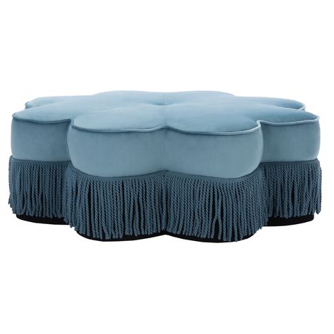 SAFAVIEH Tanith Flower-shaped Fringed Velvet Ottoman - Bed Bath & Beyond - 31803237 Flower Ottoman, Salon Shabby Chic, Dreamy Design, Retro Sofa, Velvet Ottoman, Nursery Chair, Upholstery Foam, Ottoman Bed, Loft Style