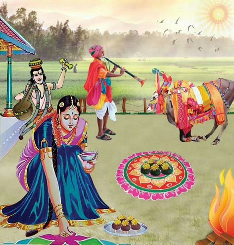 Sankranthi Wishes, Sankranthi Festival, Diwali Painting, Happy Sankranti, Comedy Stories, Festival Paint, Hindi Comedy, Happy Pongal, India Painting