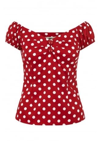 Tailored Tops, Red Polka Dot Top, Fitted Tops, Patch Dress, Polka Dot Shirt, Polka Dot Fabric, Peasant Style, Style Tops, Gala Dresses