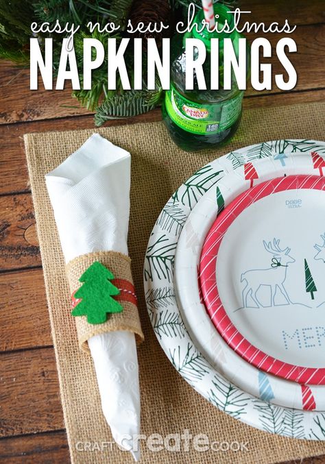 Easy to Make Christmas Napkin Rings - Craft Create Cook Diy Christmas Napkins, Easy Christmas Party, Paper Napkin Rings, Diy Christmas Party, Christmas Toilet Paper, Christmas Napkin, Christmas Napkin Rings, Holiday Plates, Diy Napkins