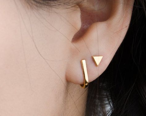 Bar Earrings Cartilage, Staple Earrings, Triangle Earrings Stud, Hammered Hoop Earrings, Minimal Earrings, Triangle Studs, Bar Stud Earrings, Triangle Earrings, Bar Earrings