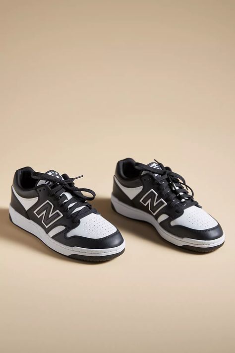 New Balance 480 Sneakers | Anthropologie New Balance Shoes 480, New Balance 480 Outfit, Rubber Shoes Outfit Casual, Nb 480, Rubber Shoes Outfit, New Balance Shoes Women, Wardrobe List, New Balance 480, Black Sneakers Women