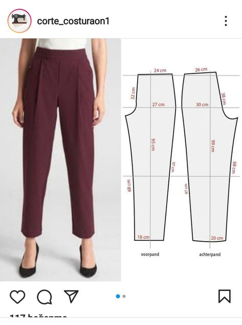 Pants Design For Kurti, Peg Pants, Clothing Pattern Design, Trousers Pattern, Peg Trousers, Sewing Measurements, Womens Pants Design, Sewing Pants