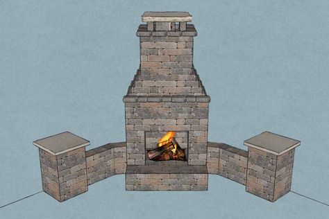 45 WINGED FRONT Build A Corner Fireplace, Corner Brick Fireplaces, Corner Gazebo, Installing A Fireplace, Fireplace Drawing, Corner Gas Fireplace, Corner Pergola, Small Patio Design, Outside Fireplace