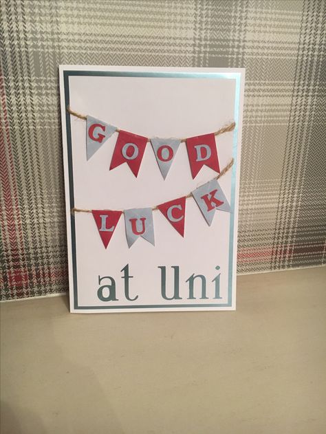 Good Luck Handmade Cards, Stampin Up Good Luck Cards, Good Luck Cards Handmade, Button Christmas Cards, Cross Country Gift, Sewn Cards, Greeting Cards Handmade Birthday, Exams Gift, Study Cards