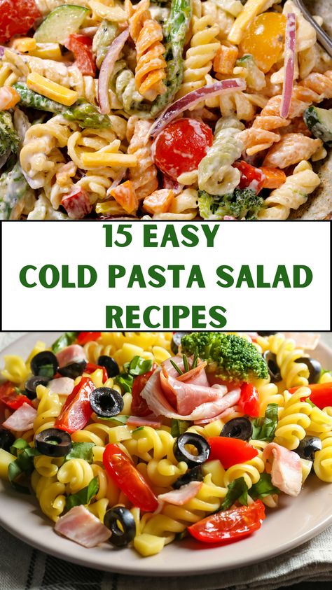 Beat the heat with these easy cold pasta salad recipes! Great for entertaining or meal prep, these salads are a delicious way to enjoy fresh ingredients. From creamy to vinaigrette dressings, there's something for everyone. Spiral Noodle Salad, Salads With Noodles, Spiral Noodle Pasta Salad, Anti Pasta Salad Recipes, Noodle Salad Recipes Cold Easy, Pasta Salad Recipes For Kids, Pasta Salads Cold, Vinaigrette Pasta Salad, Easy Cold Pasta Salad Recipes