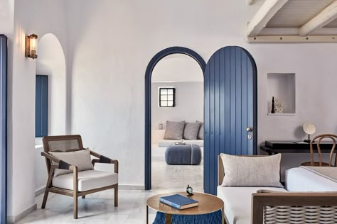 Homeric Poems Hotel by Interior Design Laboratorium - The Greek Foundation Greek Style Home, Mediterranean Style Interior, Greek Interior Design, Whimsical Nursery Decor, Resort Interior Design, Santorini House, Mediterranean Interior Design, Resort Interior, Mediterranean Interior