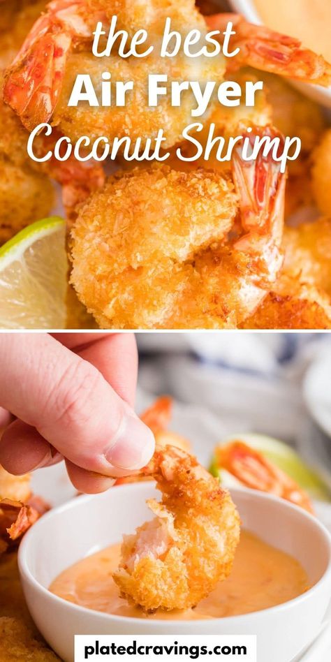 Airfryer Shrimp, Air Fryer Coconut Shrimp, Restaurant Appetizers, Coconut Shrimp Recipes, Air Fryer Fish, Coconut Bread, Seafood Appetizers, Shrimp Recipes Easy, Air Fryer Dinner Recipes