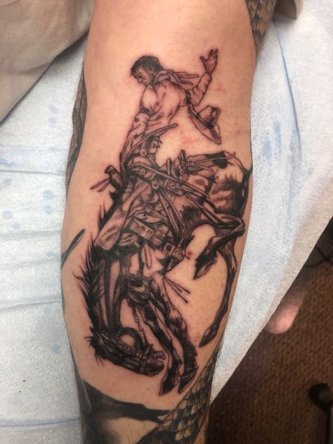 Bronc Rider Tattoo, Rider Tattoo, Bronc Rider, Lion Tattoo, Skull Tattoo, Lion, Tattoos