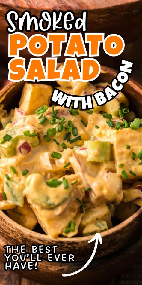 Smoked potato salad Smoked Potato Salad, Summer Salad Ideas, Potato Salad With Bacon, Whole30 Salad, Smoked Potatoes, Best Salads Ever, Salad Topping, Inexpensive Dinners, Salad Keto