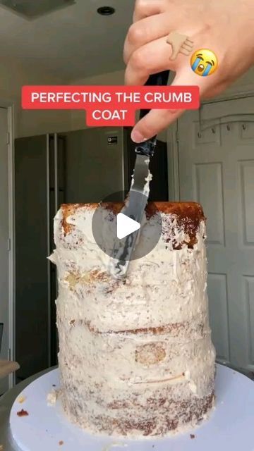 Pastry Paradise on Instagram: "See bio for more baking 

Step 1: Mastering the art of the crumb coat - a crucial first layer for flawless frosting!

#baking #bakinglove #cakes #reels" Crumb Coat Cake, Crumb Coating A Cake, Crumb Coat, Canned Frosting, Let Them Eat Cake, Eat Cake, Frosting, Pastry, Paradise