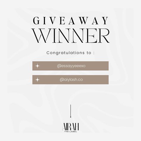 We’re thrilled to announce our first two giveaway winners, @essayyeeexo and @aiylash.co! We hope you enjoy and style your new Airah the Label freebies! The good news is, we’re not done yet! We’ll be announcing 8 more winners shortly, so keep sharing and showing love - you may be the next to win! Giveaway Winner Announcement Instagram, Giveaway Winner Announcement, Giveaway Announcement, Nail Tech Quotes, Giveaway Graphic, Tech Quotes, Giveaway Ideas, Not Done Yet, Winner Announcement