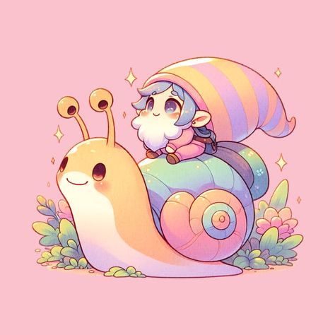 Check out this awesome 'Cute+Gnome+Riding+A+Snail+Cottagecore' design on @TeePublic! Gnome Pfp, Cottagecore Gnome, Snail Cottagecore, Kawaii Snail, Cottagecore Design, Snail Art, Music Humor, Funny Movies, Cute Art Styles