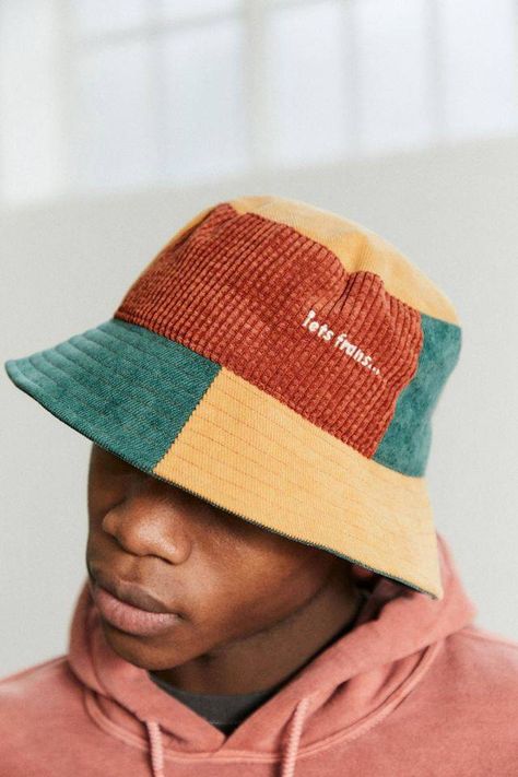 Patchwork Bucket Hat, Corduroy Patchwork, Bob Chapeau, Bucket Hat Fashion, Mens Bucket Hats, Crochet Bucket Hat, Hat Ideas, Upcycled Fashion, Cool Hats