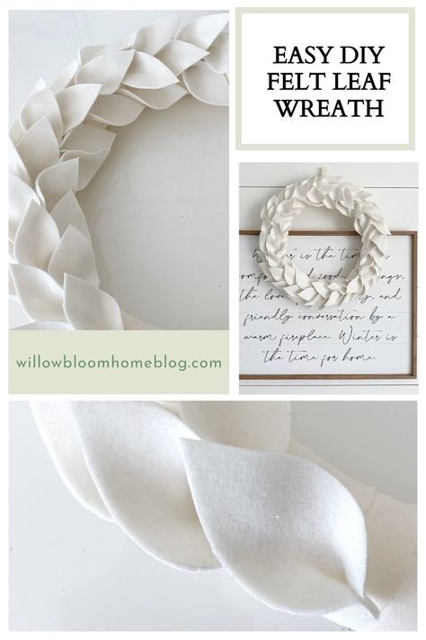 Wreath Willow, Felt Leaf Wreath, Felt Leaf, Diy Christmas Wreaths Ideas, Christmas Wreaths Ideas, Diy Christmas Wreaths, Felt Wreath, Wreaths Ideas, Felt Leaves