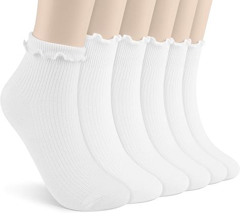 6 Pairs Ruffle Socks,White Frilly Ankle Socks,Soft Socks With Ruffles for Women : Amazon.ca: Clothing, Shoes & Accessories Socks With Ruffles, White Ruffle Socks, Ruffle Socks, Ruffled Socks, Soft Socks, Soft Sock, Ankle Socks, Christmas Wishlist, Secret Santa