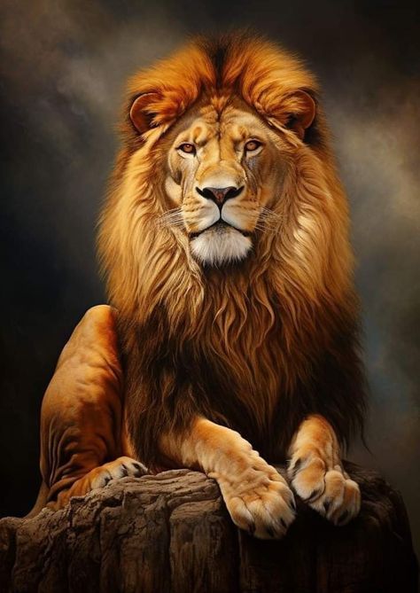 Lion Painting Acrylic, Lion Sitting, Birds Photography Nature, Lions Photos, Lion Poster, Majestic Lion, Lion And Lamb, Lion Painting, Lion Images