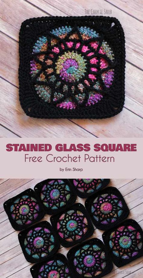 Stained Glass Square, Motifs Granny Square, Crochet Squares Afghan, شال كروشيه, Crochet Blocks, Granny Square Blanket, Crochet Afghans, Crochet Square Patterns, Granny Squares Pattern