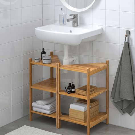 Ragrund Ikea, Lavabo D Angle, Ikea Sinks, Bathroom Sink Storage, Under Sink Cabinet, Bathroom Sink Cabinets, Sink Shelf, Under Sink Storage, Small Space Organization