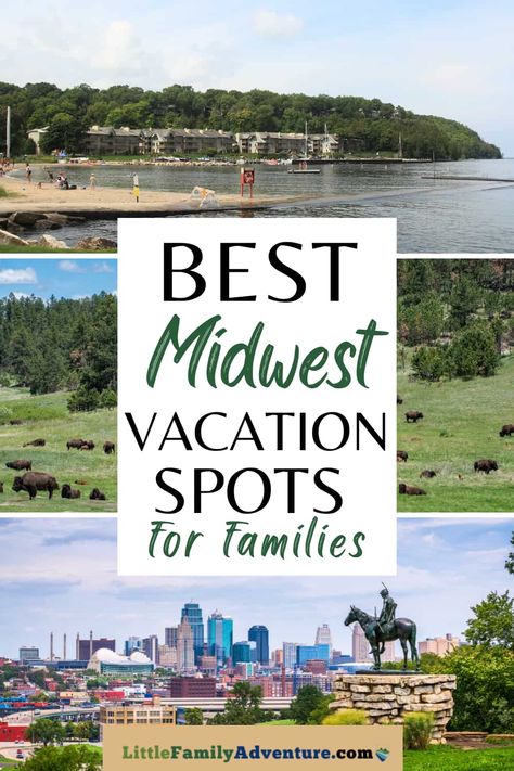 Us Family Vacation Ideas, Midwest Family Vacations Kids, Midwest Family Vacations, Us Family Vacations, Best Vacations With Kids, Midwest Travel Destinations, Midwest Vacations, Kid Friendly Vacations, Vacations In The Us