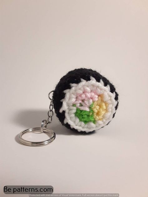 Sushi Crochet, Small Crochet Gifts, Crochet Keychains, Crochet Store, Crochet Case, Crochet Keychain Pattern, Crochet Bows, Crochet Business, Securely Attached