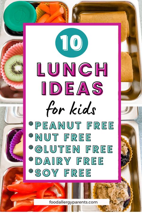 Dairy, Gluten, Nut + Soy Free Lunch Ideas for Kids – Food Allergy Parents Soy Free Snacks, Allergy Free Snacks, Dairy Free Recipes For Kids, Dairy Free Lunch, Nut Free Snacks, Gluten Free Recipes For Kids, Lunch Ideas For Kids, Planet Box, Dairy Free Snacks