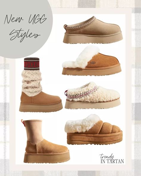 New UGG Styles! Ugg boots, Ugg slippers, booties, platform boots, Sherpa UGGs Sherpa Boots Outfit, Sherpa Uggs, Ugg Slippers Outfit, Uggs Fall, New Uggs, Slippers Outfit, Outing Outfit, Shoes Fall, Ugg Style