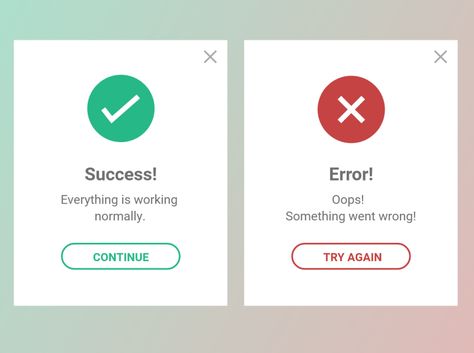 Success and Error page by Kanchan Chaudhary Ux Mobile Design, Ux Tips, Software Ui Design, Ux Design Principles, Ui Design Principles, Web Application Design, Ui Design Dashboard, Android App Design, Navigation Design