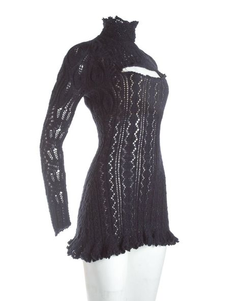 Vivienne Westwood Knit, Vintage Vivienne Westwood, Knit Lace Dress, Vivienne Westwood Dress, Crochet Inspo, Dresses Outfits, Black Lace Dress, Goth Outfits, Knit Mini Dress