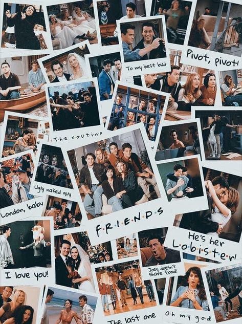 Friends Ross-Joey-Chandler Rachel-Monica-Phoebe Collage Of Photos, Carcase Iphone, Foto Muro Collage, Friends Episodes, Friends Poster, Friends Cast, Ross Geller, Friends Tv Series, Friends Moments