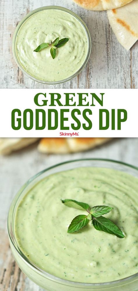 Green Goddess Dip Gorgeous Appetizers, Green Goddess Dip Recipe, Pita Crackers, Green Goddess Dip, Classic Dressing, Veggie Platter, Healthy Dips, Toasted Bread, Veggie Dip