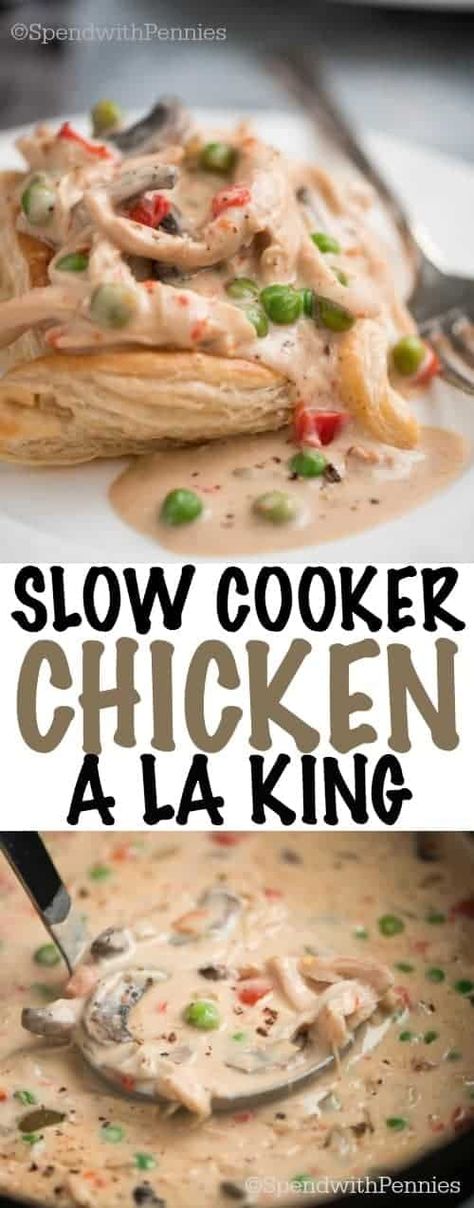 Slow Cooker Chicken a la King - Spend With Pennies Chicken A La King Recipes, Ala King, Chicken A La King, Chicken Crockpot, Spend With Pennies, Slow Cooked Meals, Crockpot Dishes, Swim Shirt, Crock Pot Slow Cooker