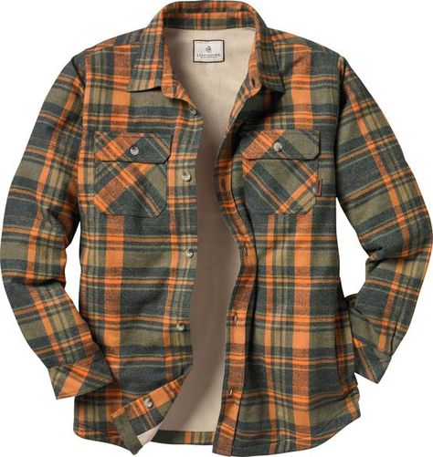 Men's Deer Camp Fleece Lined Flannel Shirt Jacket Fleece Lined Flannel Shirt, Deer Camp, Lined Flannel Shirt, Men Fashion Casual Shirts, Men Stylish Dress, Mens Flannel Shirt, Fashion Suits For Men, Mens Flannel, Orange Plaid