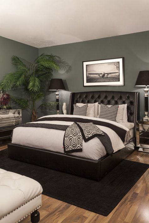 The bedroom is the place where we relax and unwind after a long, tiring day. Therefore, it is essential to have a comfortable and inviting space that ... Black And Green Bedroom, Green And Black Bedroom, Grey Green Bedrooms, Green And White Bedroom, Sage Bedroom, Black And Grey Bedroom, Bedroom 2022, Green Bedroom Walls, Grey Bedroom Decor