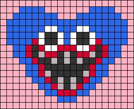 Alpha pattern #131498 | BraceletBook Video Game Cartoon, Crochet Graphs, Cartoon Keychain, Unique Cross Stitch, Cross Stitch Tutorial, Graph Patterns, Survival Horror, Huggy Wuggy, Pixel Art Templates